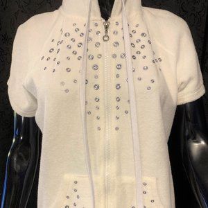 Boston Proper Terry Hooded Jacket Medium Like New